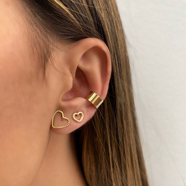 Piercing de Pressão Liso Largo Folheado em Ouro 18k
