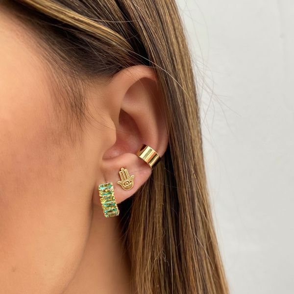 Brinco Mão de Fátima Folheado em Ouro 18k