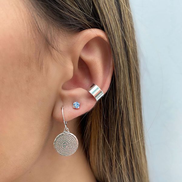 Piercing de Pressão Liso Largo Folheado em Prata 925