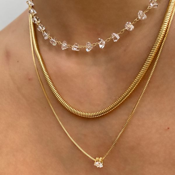 Colar com Pingente Ponto de Luz Coração Folheado em Ouro 18k