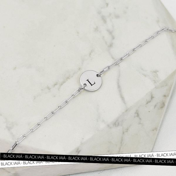 Pulseira Medalha P Fixa Personalizada Folheado em Prata 925