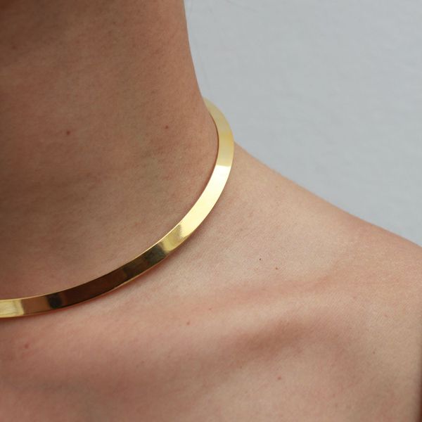 Colar Choker Aro Encaixe Folheado em Ouro 18k