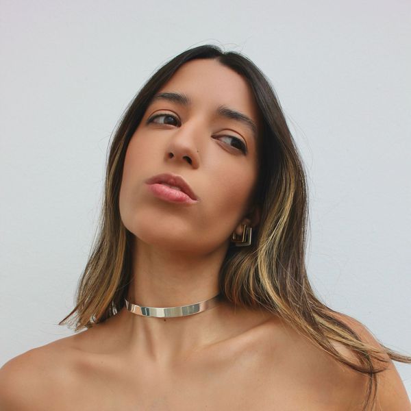 Colar Choker Aro Liso Larga Folheado em Prata 925