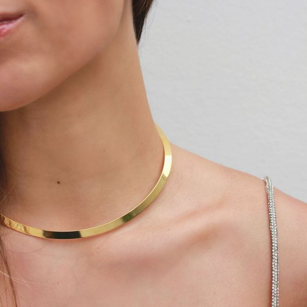 Colar Choker Aro Encaixe Folheado em Ouro 18k