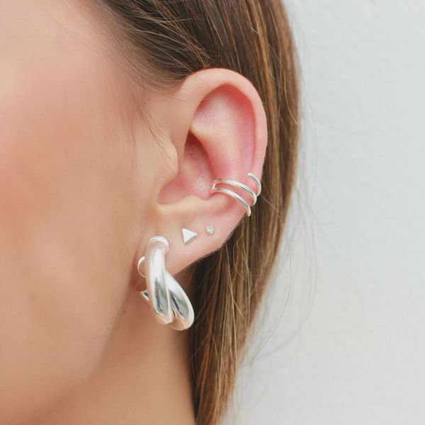 Piercing de Pressão Voltas Folheado em Prata 925