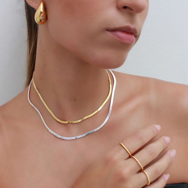 Colar Choker Malha Vintage Folheado em Prata 925