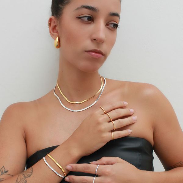 Colar Choker Malha Vintage Folheado em Prata 925