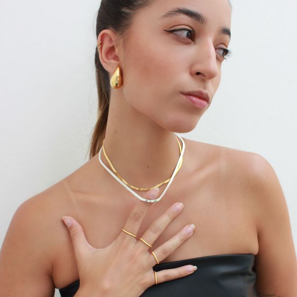 Colar Choker Malha Vintage Folheado em Prata 925