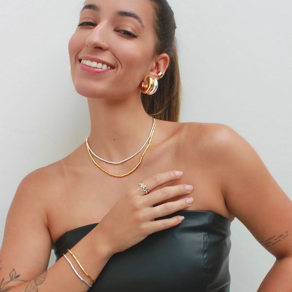 Colar Canutilhos Finos Folheado em Ouro 18k
