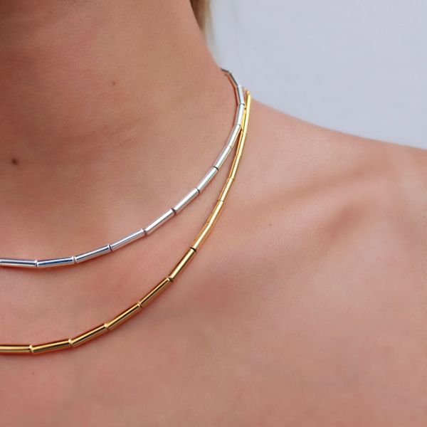 Colar Canutilhos Finos Folheado em Ouro 18k
