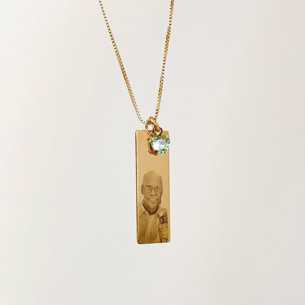 Colar Plaquinha Personalizada M Folheado em Ouro 18k
