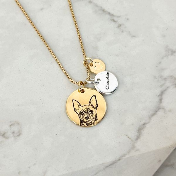Colar Medalha M + P Personalizada Mix de Banhos