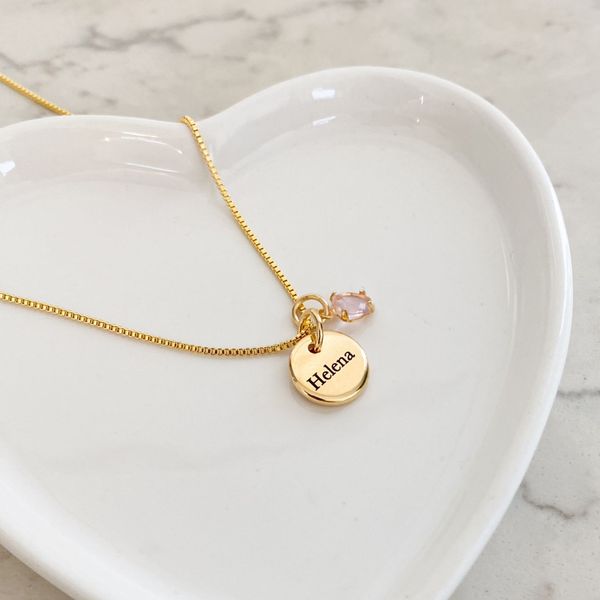 Colar Medalha P Personalizada Folheado em Ouro 18k