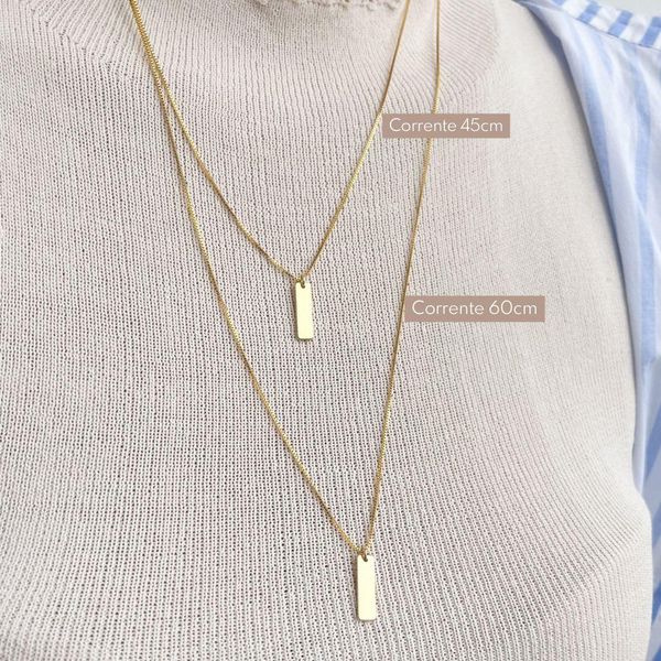 Colar Plaquinha Personalizada P Folheado em Ouro 18k