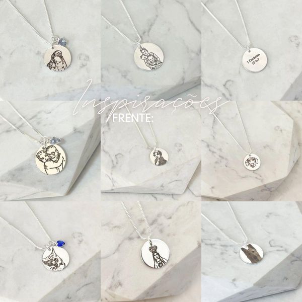Kit 2 - 2 Colares medalha M Personalizadas Folheado em Prata 925