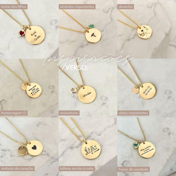 Kit 1 - 2 Colares medalha M Personalizadas Folheado em Ouro 18k