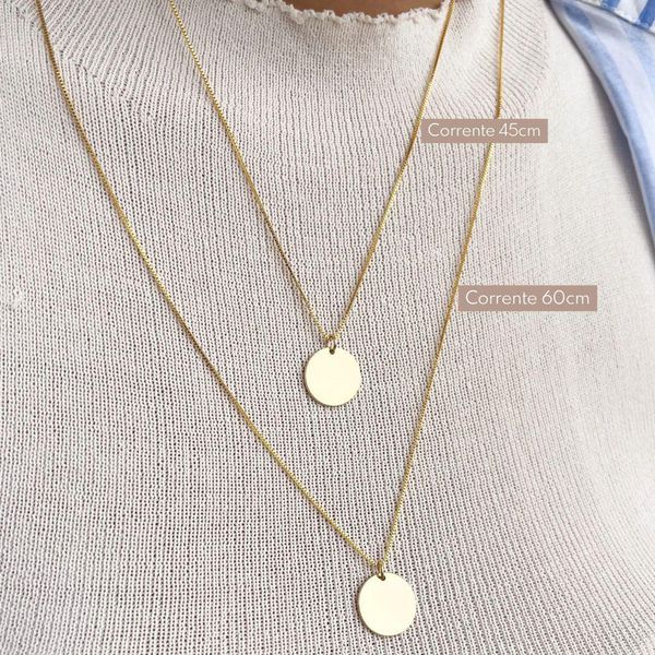 Kit 1 - 2 Colares medalha M Personalizadas Folheado em Ouro 18k