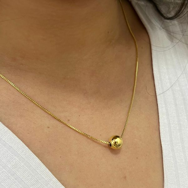 Colar com Pingente Bolinha Folheado em Ouro 18k