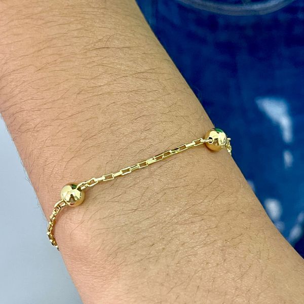 Pulseira Bolinha Folheado em Ouro 18k
