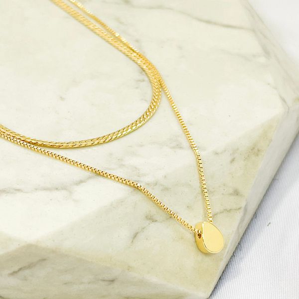Colar Duplo Gotinha Folheado em Ouro 18k