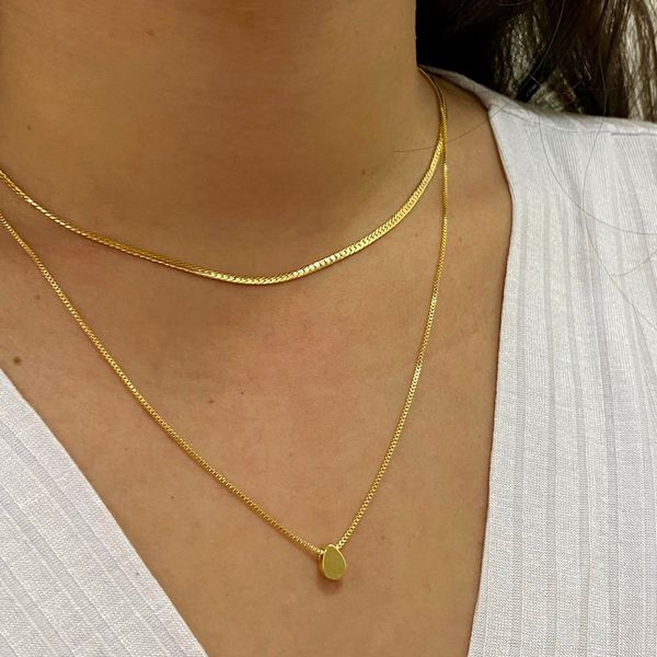 Colar Duplo Gotinha Folheado em Ouro 18k