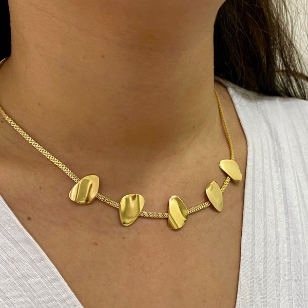 Colar Orgânico Folheado em Ouro 18k