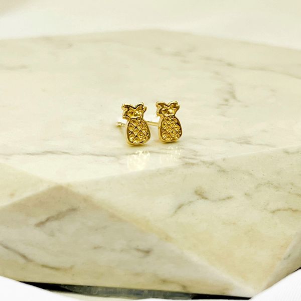 Brinco Abacaxi Folheado em Ouro 18k