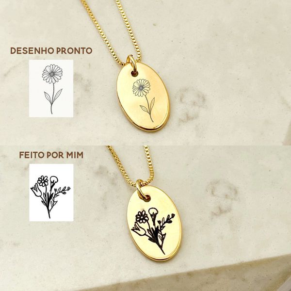 Colar Flower Personalizado Banhado a Ouro 18k