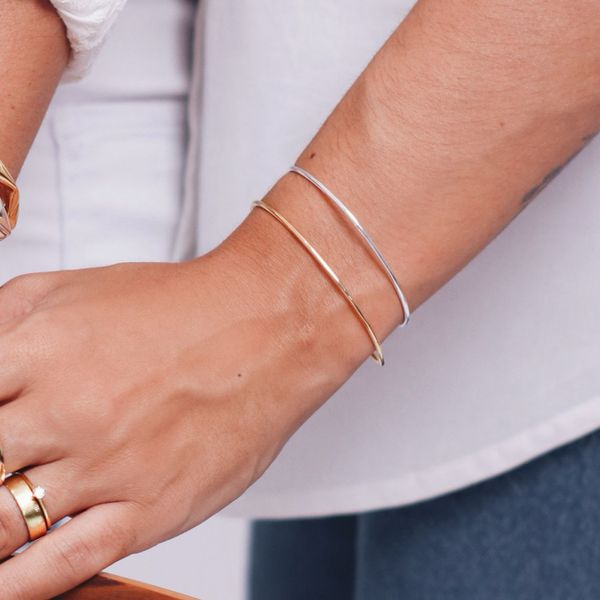 Bracelete Tubo Fino Folheado em Ouro 18k