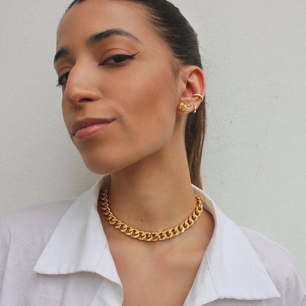 Brinco Nó P Folheado em Ouro 18k
