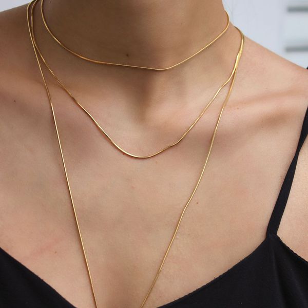 Colar Longo Diamantada Fina Folheado em Ouro 18k