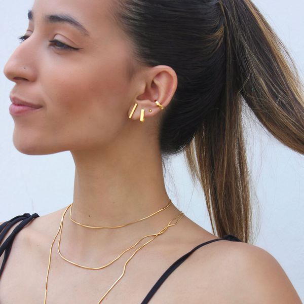 Colar Longo Diamantada Fina Folheado em Ouro 18k