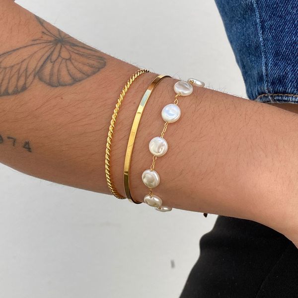Bracelete Torcido Folheado em Ouro 18k