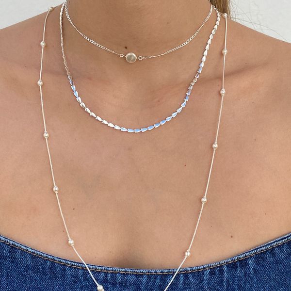 Colar Choker Pérola Barroca Folheado em Prata 925