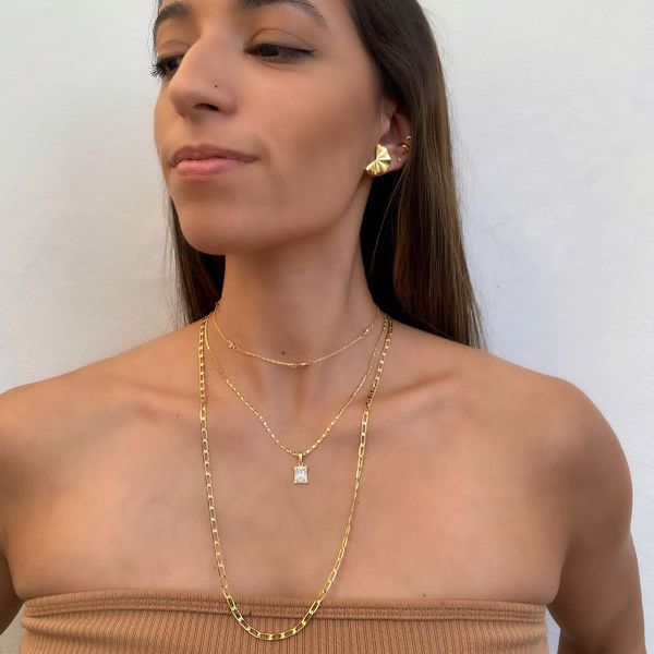 Colar Ponto de Luz Cravejado Corrente Detalhada Folheado em Ouro 18k