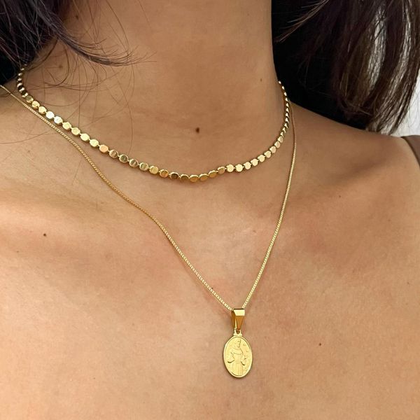 Colar Medalha São Francisco de Assis Folheado em Ouro 18k