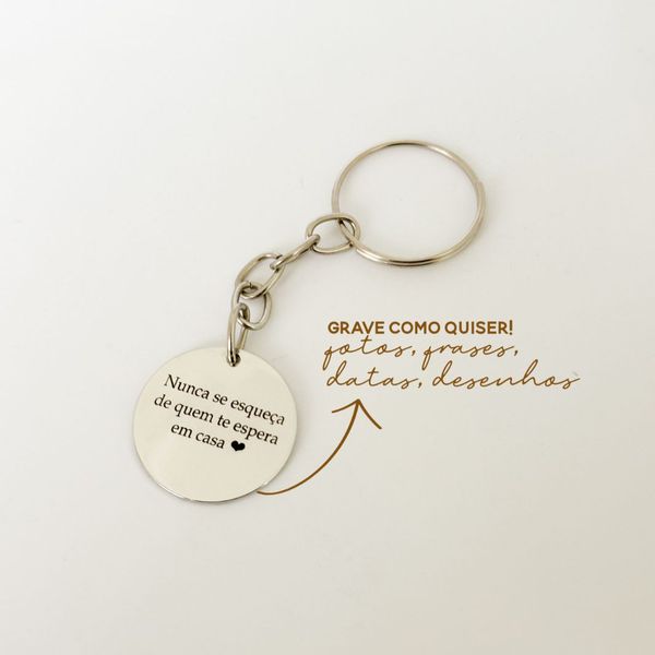 Chaveiro Medalha Personalizada Aço Inoxidável