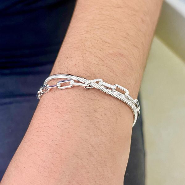Pulseira Corrente Dupla Banhada a Prata 925