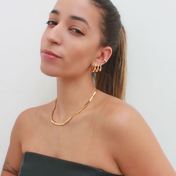 Brinco Argola Organica P;M;G Folheado em Ouro 18k