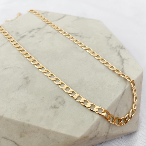 Colar Choker Elos Groumet Achatados Ouro 18k