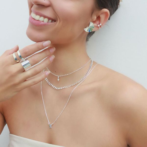 Colar Choker Elos Groumet Achatados Prata 925
