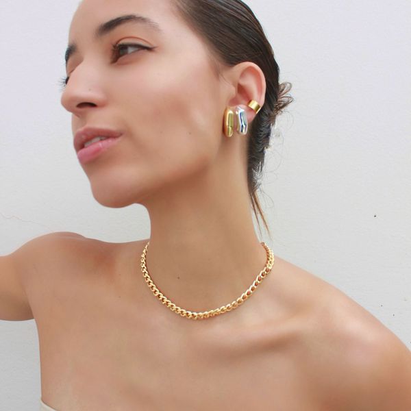 Colar Choker Elos Groumet Grosso Folheado em Ouro 18k