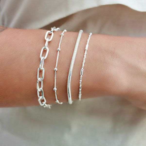 Pulseira Palitinho Diamantada Folheado em Prata 925