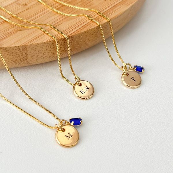 Colar Medalha P Personalizada Folheado em Ouro 18k
