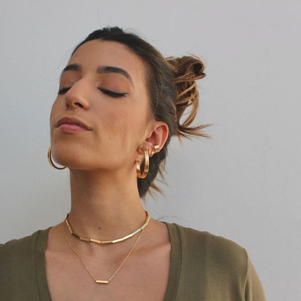 Colar Canutilhos Quadrados Folheado em Ouro 18k