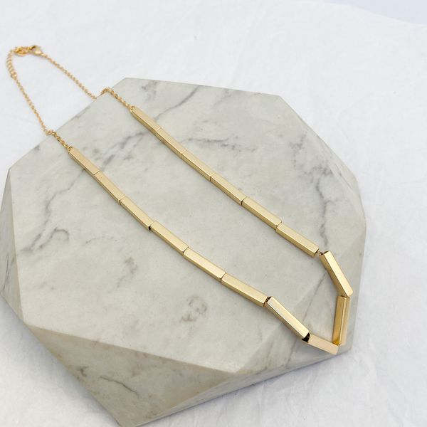 Colar Canutilhos Quadrados Folheado em Ouro 18k