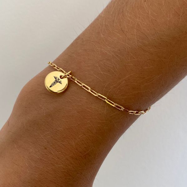 Pulseira Medalha P Personalizada Folheado em Ouro 18k