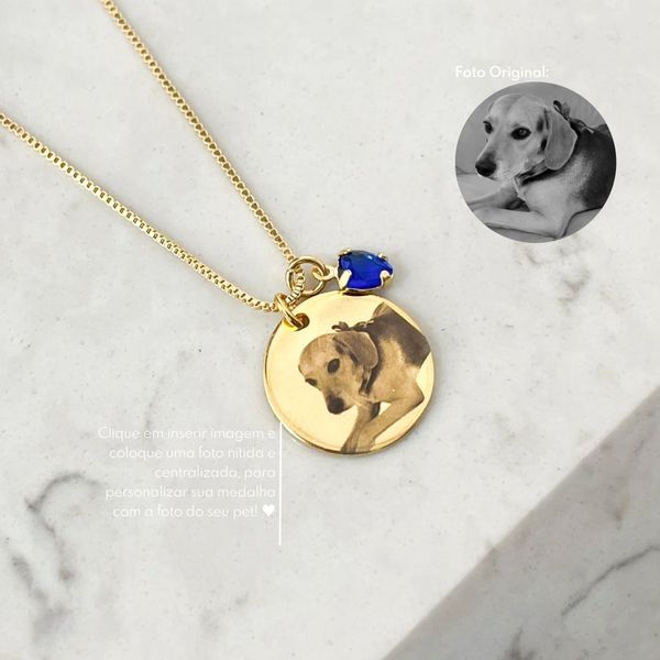 Colar Medalha M Personalizada Folheado em Ouro 18k