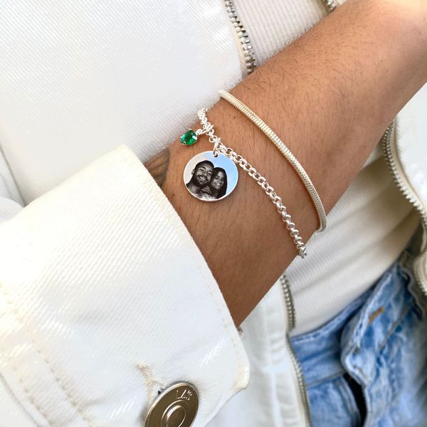 Pulseira Medalha M Personalizada Folheado em Prata 925