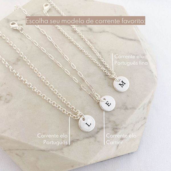 Pulseira Medalha M Personalizada Folheado em Prata 925